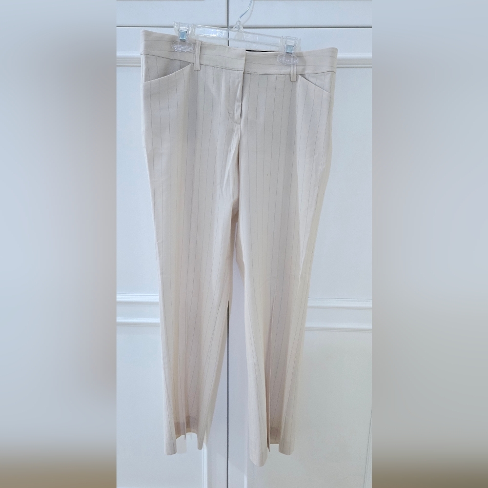 Express Women's Cream Pinstripe Dress Pants - Slim Tailored